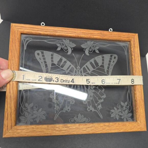 Vintage Butterfly Glass Wooden Frame Window Panel Sun catcher - Picture 7 of 8